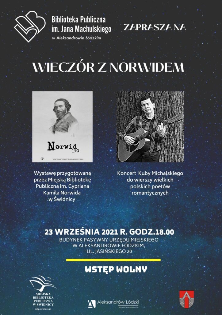 Grafika promująca wydarzenie „Wieczór z Norwidem”