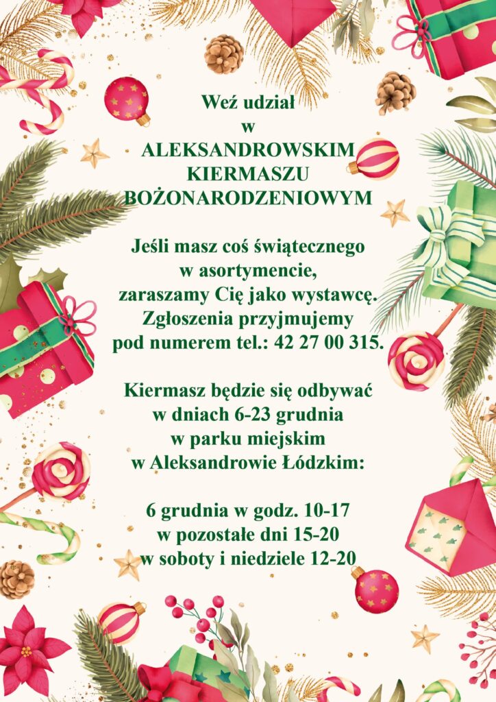 grafika promująca Aleksandrowski Kiermasz Bożonarodzeniowy