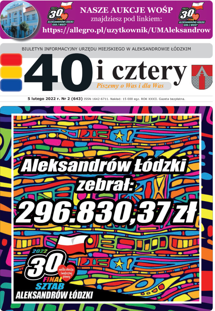 Pierwsza strona gazety 40 i cztery nr 2/2022